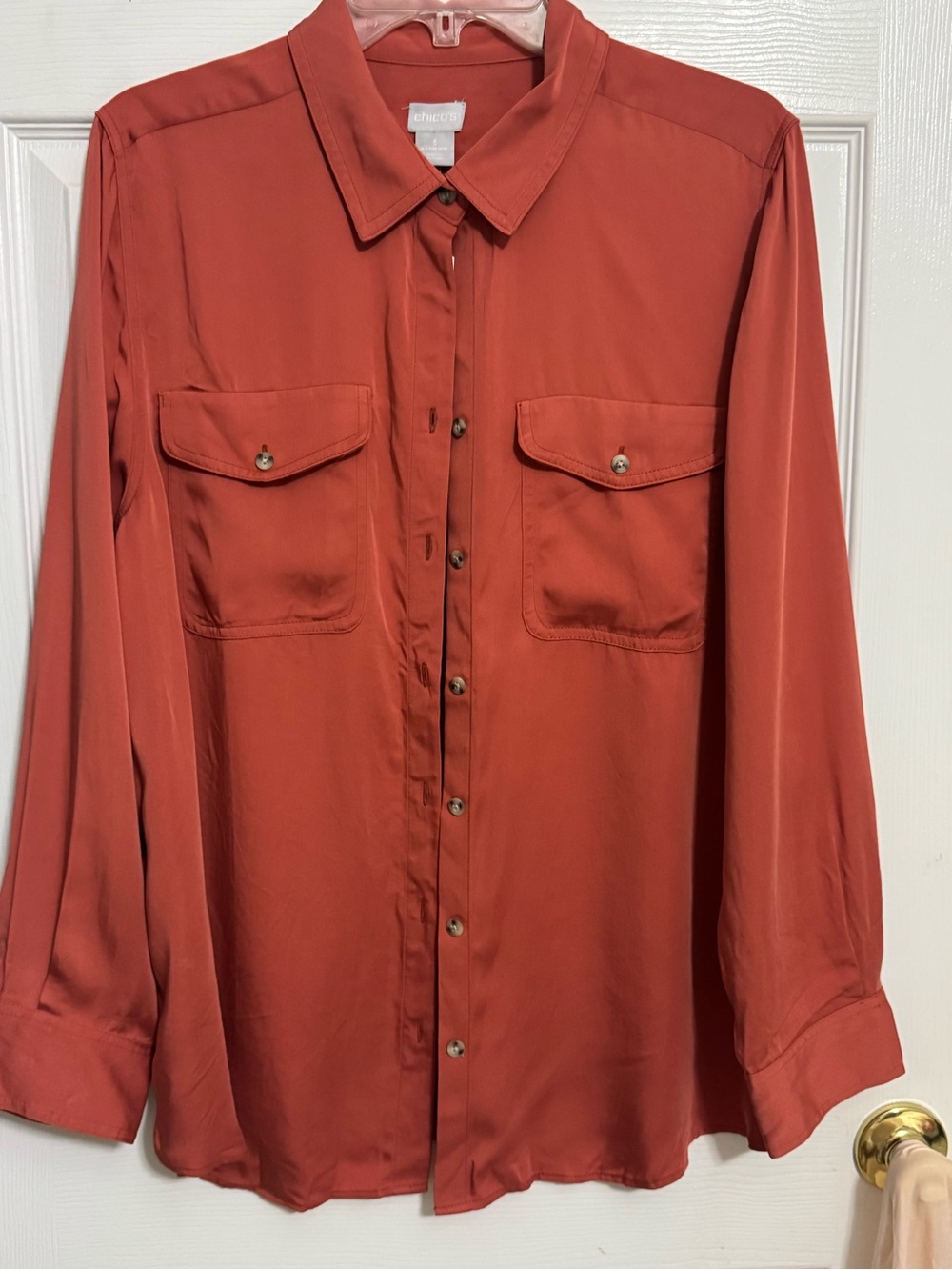 Chico's Button-Front Shirt in Burnt Orange